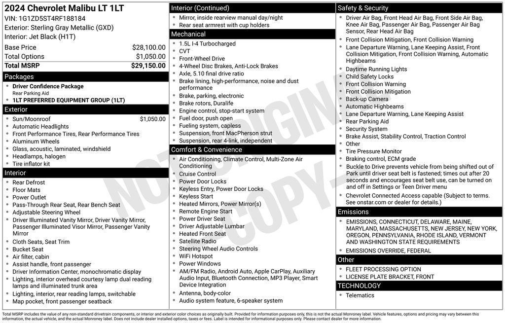 used 2024 Chevrolet Malibu car, priced at $18,999
