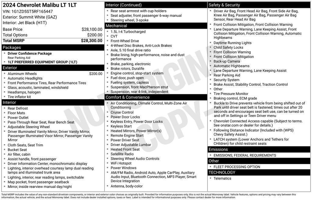 used 2024 Chevrolet Malibu car, priced at $18,575
