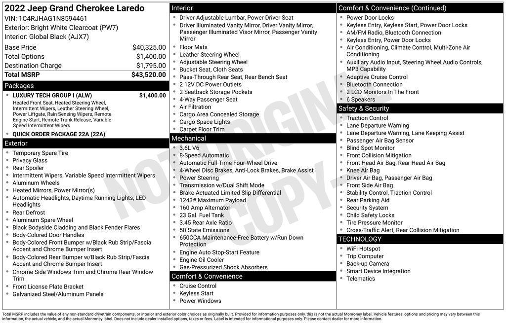 used 2022 Jeep Grand Cherokee car, priced at $27,980