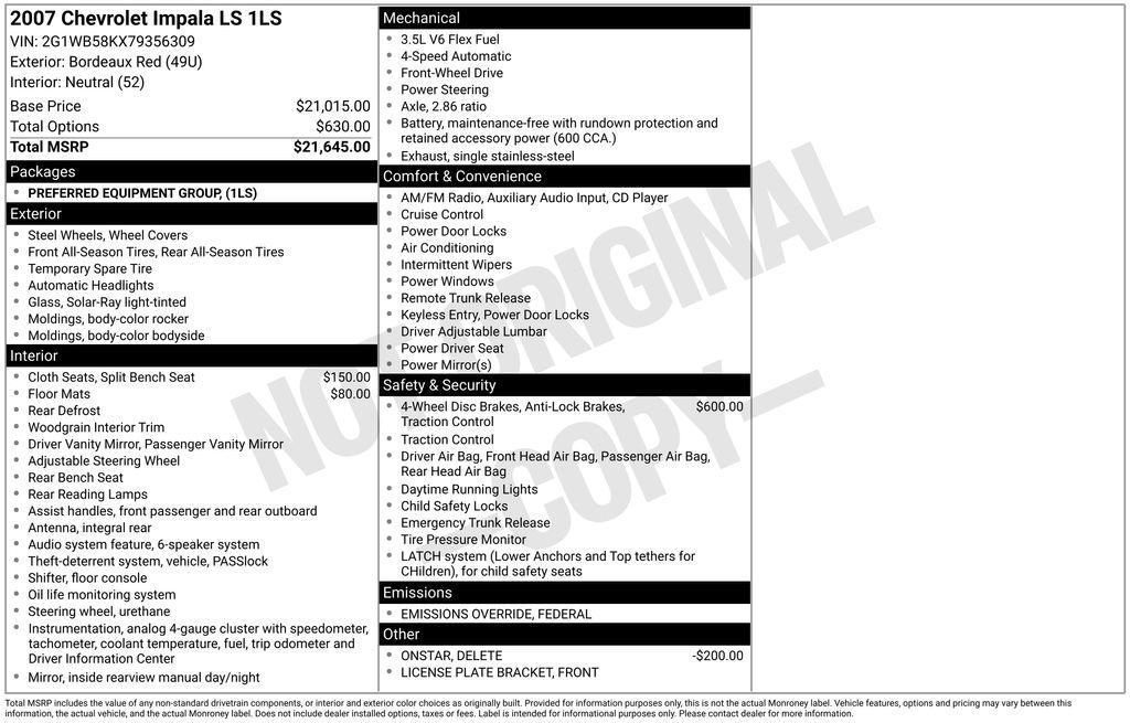 used 2007 Chevrolet Impala car, priced at $6,878