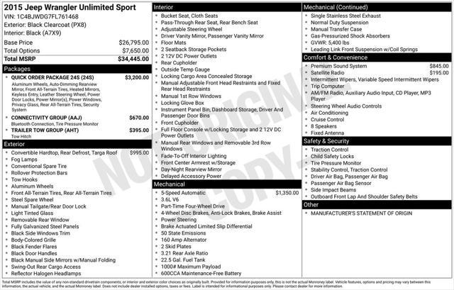 used 2015 Jeep Wrangler Unlimited car, priced at $16,338