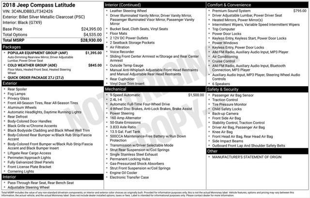 used 2018 Jeep Compass car, priced at $14,982