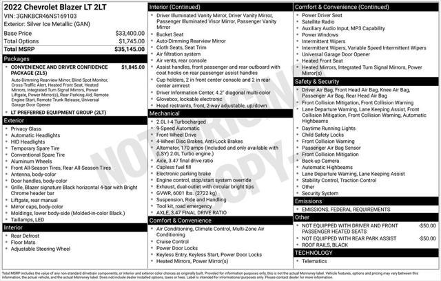 used 2022 Chevrolet Blazer car, priced at $23,240