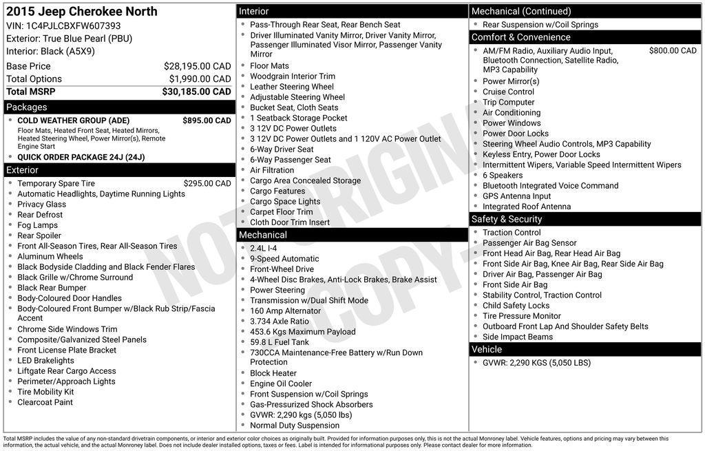 used 2015 Jeep Cherokee car, priced at $12,500