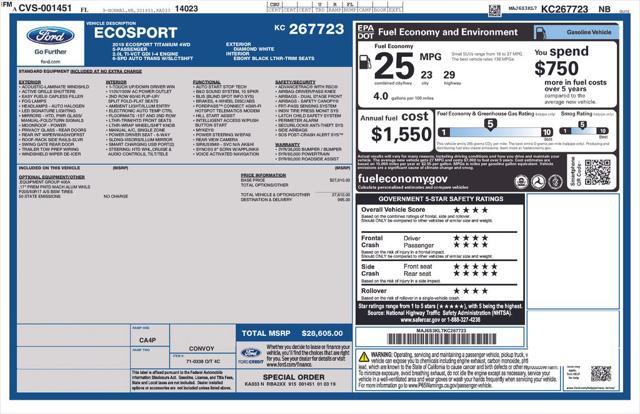 used 2019 Ford EcoSport car, priced at $17,988