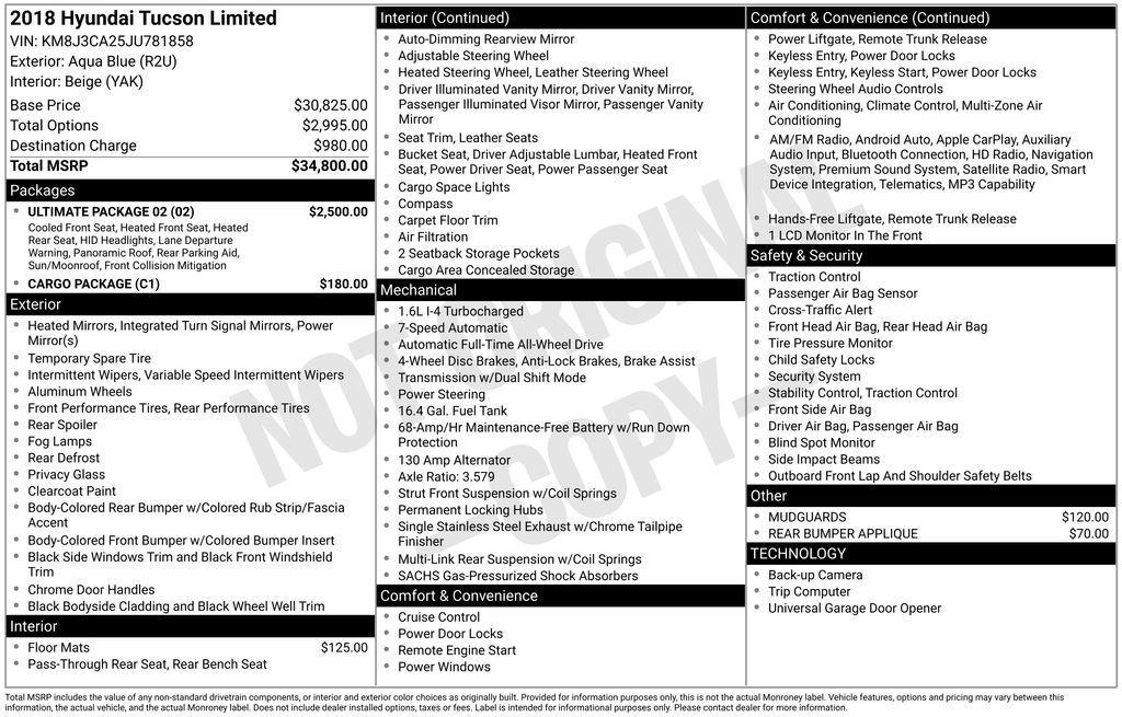 used 2018 Hyundai Tucson car, priced at $14,622