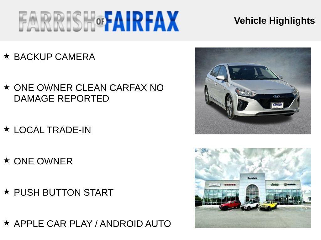 used 2019 Hyundai Ioniq EV car, priced at $12,500