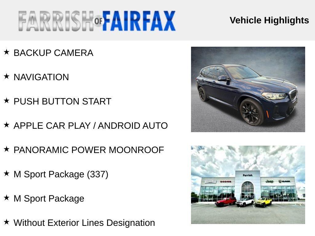 used 2022 BMW X3 car, priced at $29,995