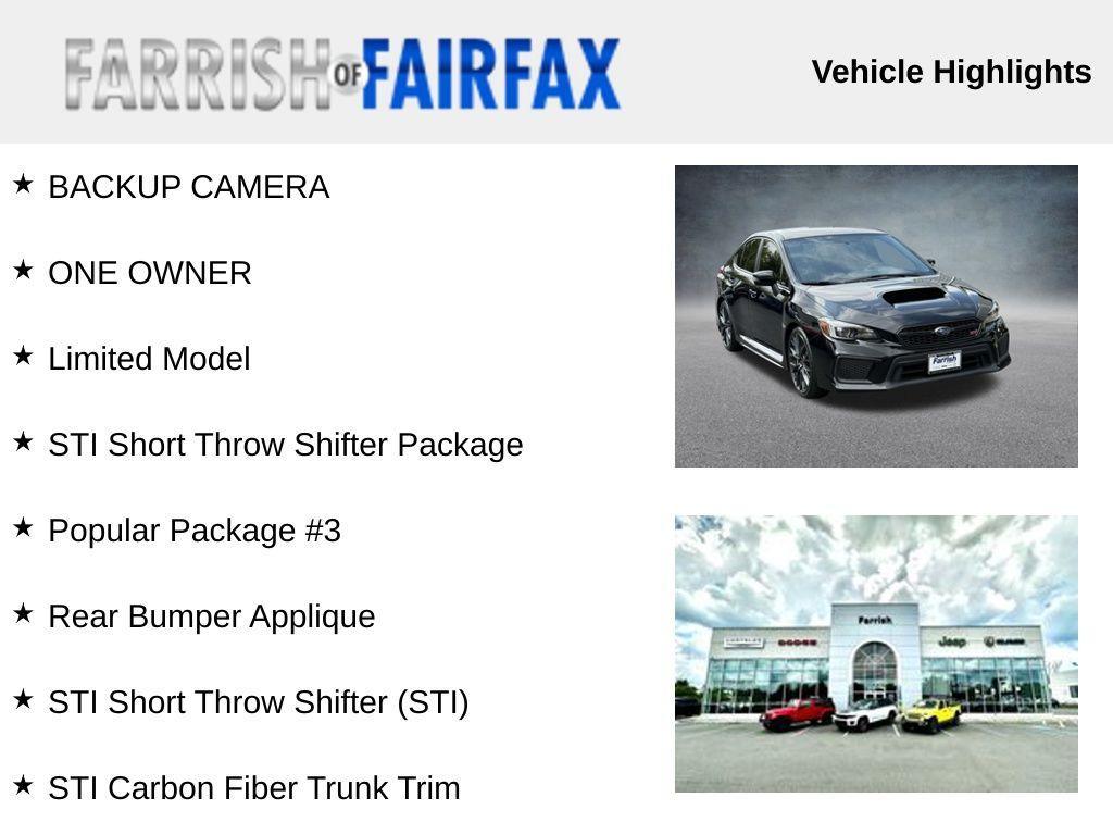 used 2018 Subaru WRX STI car, priced at $25,995