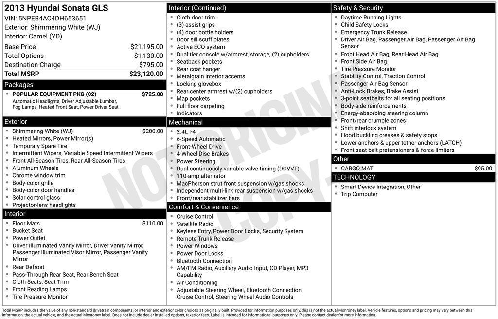 used 2013 Hyundai Sonata car, priced at $7,997