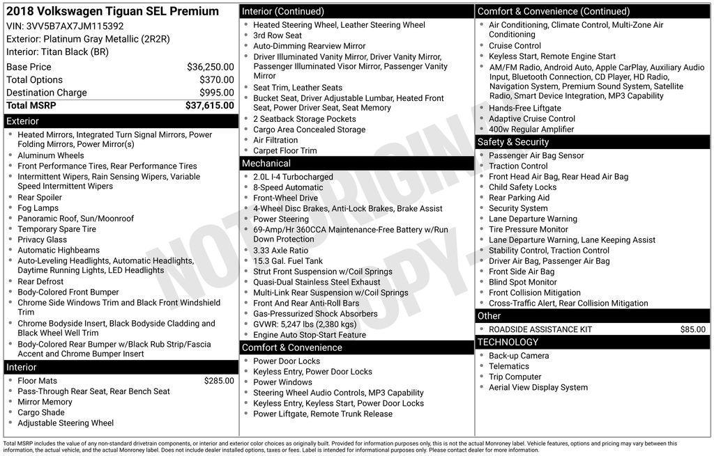 used 2018 Volkswagen Tiguan car, priced at $9,996