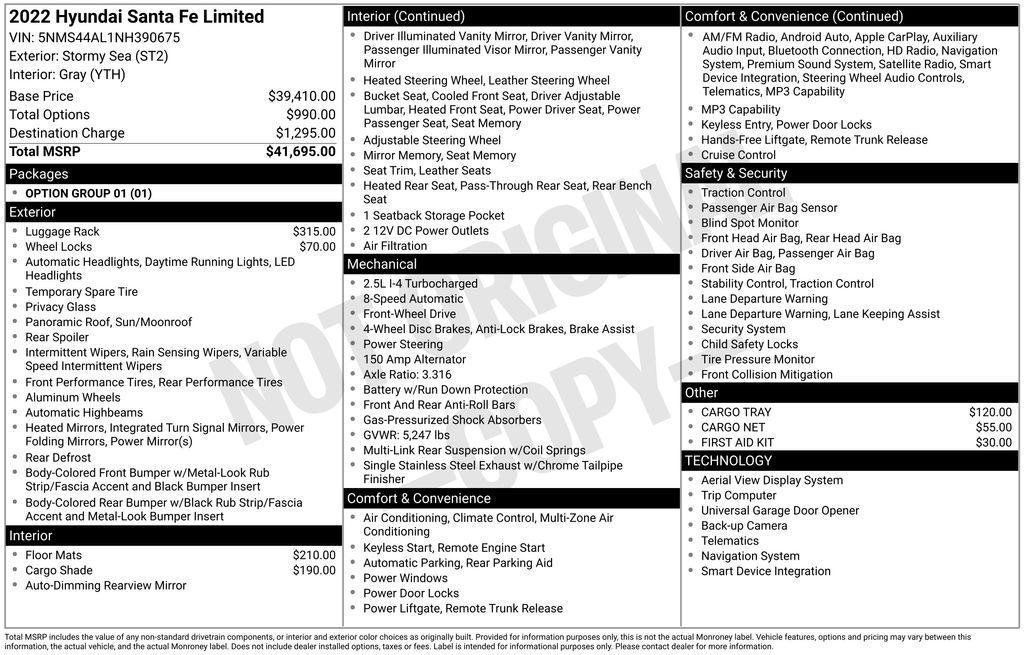 used 2022 Hyundai Santa Fe car, priced at $24,966