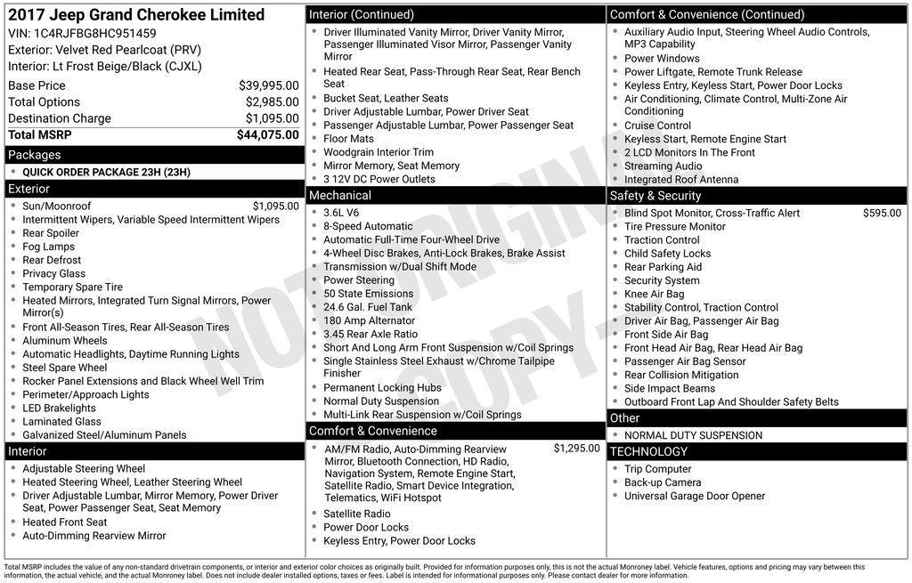 used 2017 Jeep Grand Cherokee car, priced at $14,997