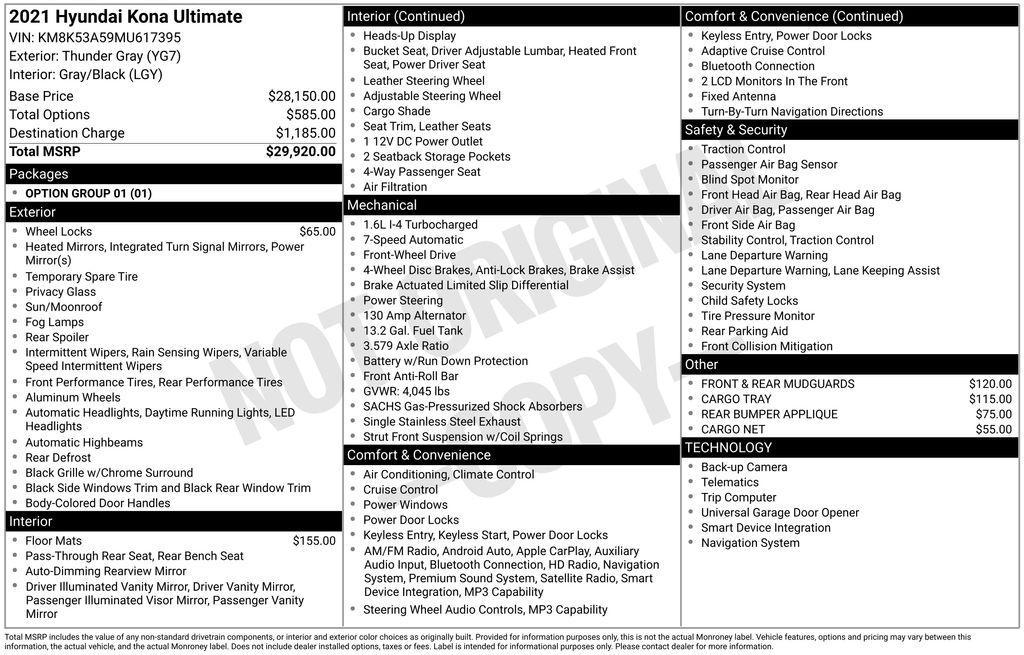 used 2021 Hyundai Kona car, priced at $17,483