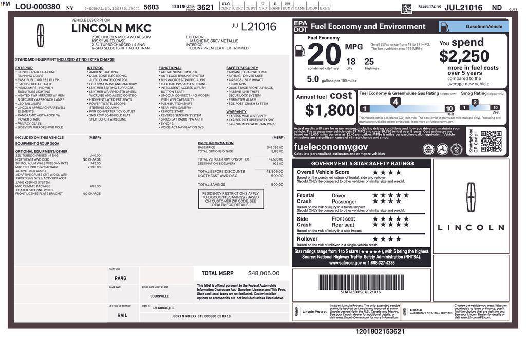 used 2018 Lincoln MKC car, priced at $18,924