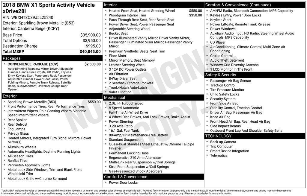 used 2018 BMW X1 car, priced at $14,984