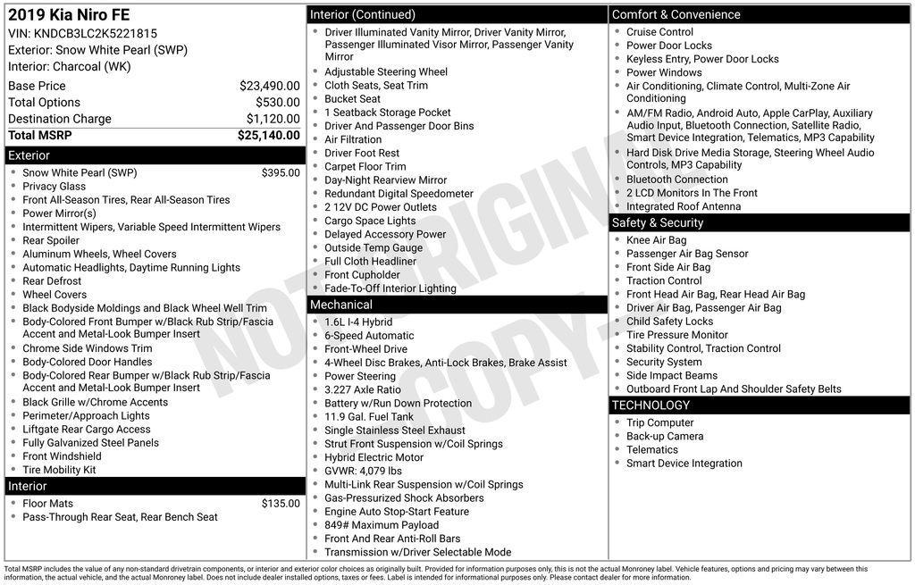 used 2019 Kia Niro car, priced at $9,996