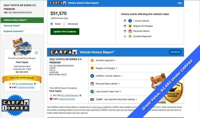 used 2022 Toyota GR Supra car, priced at $48,888