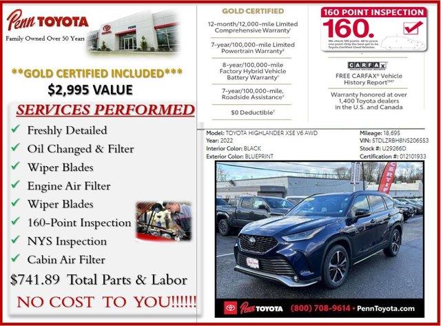 used 2022 Toyota Highlander car, priced at $38,888