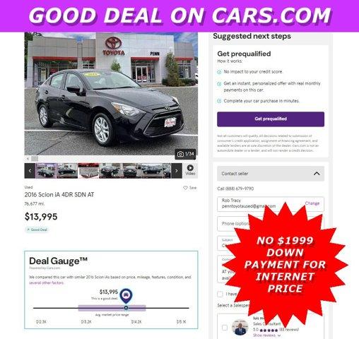used 2016 Scion iA car, priced at $12,995