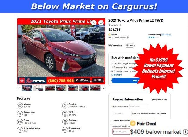 used 2021 Toyota Prius Prime car, priced at $23,788