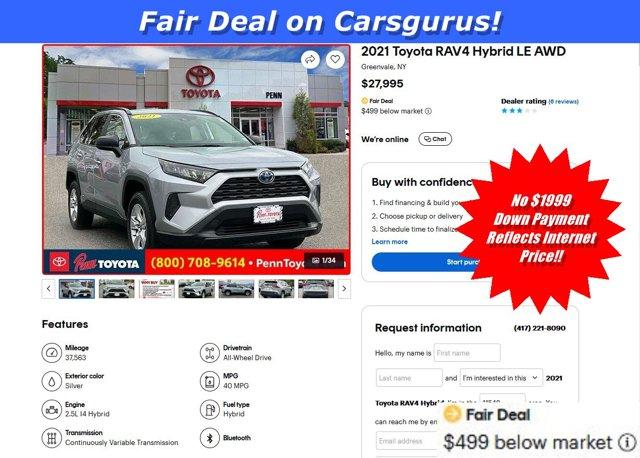 used 2021 Toyota RAV4 Hybrid car, priced at $26,995