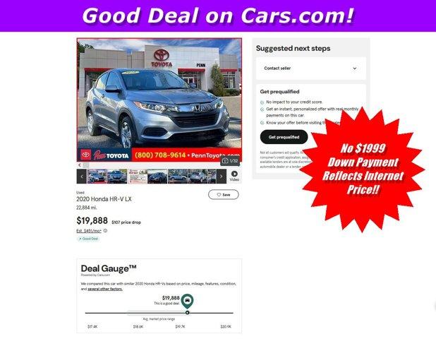 used 2020 Honda HR-V car, priced at $19,888