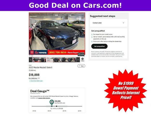 used 2022 Mazda Mazda3 car, priced at $18,888