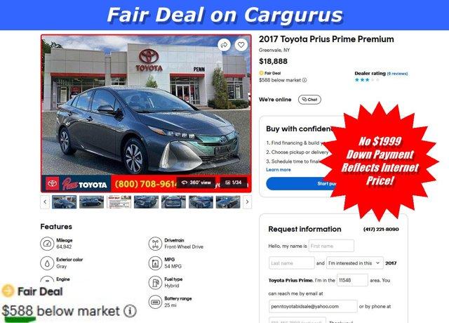 used 2017 Toyota Prius Prime car, priced at $18,488