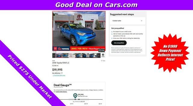 used 2018 Toyota RAV4 car, priced at $19,995