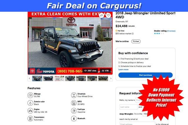 used 2018 Jeep Wrangler Unlimited car, priced at $23,488