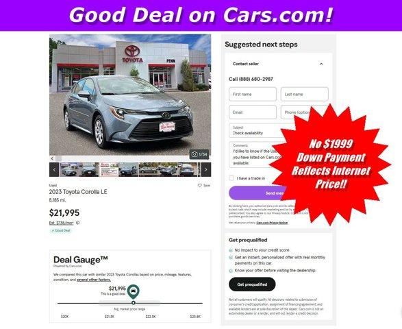 used 2023 Toyota Corolla car, priced at $21,995