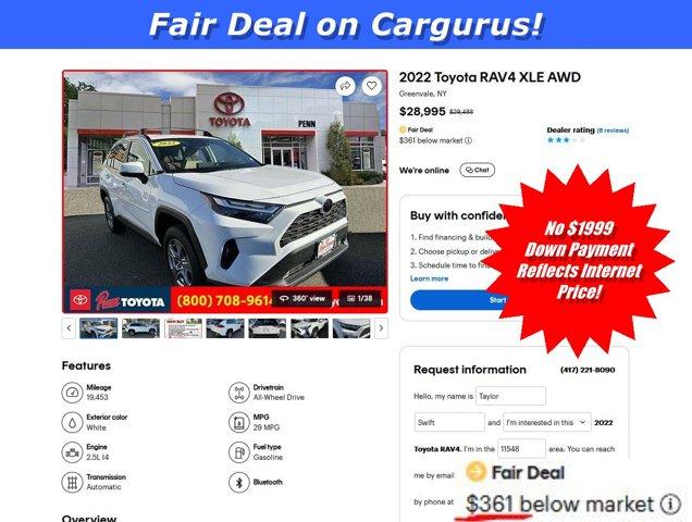 used 2022 Toyota RAV4 car, priced at $28,995