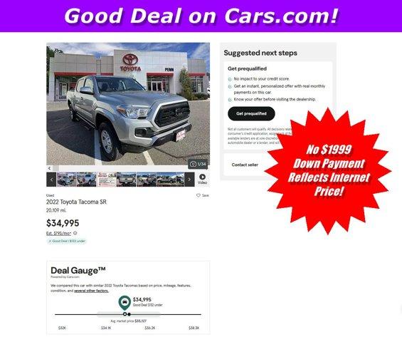 used 2022 Toyota Tacoma car, priced at $33,488