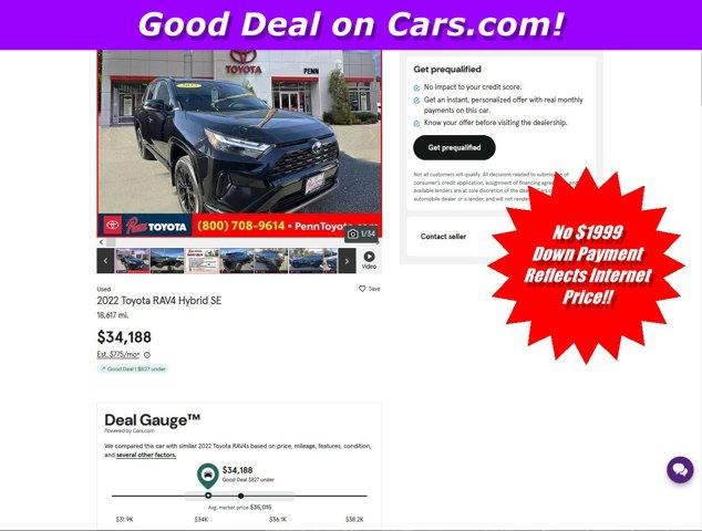 used 2022 Toyota RAV4 car, priced at $32,588