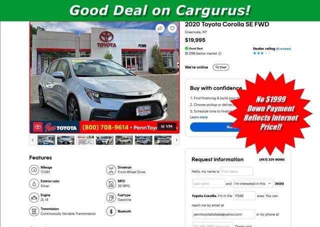 used 2020 Toyota Corolla car, priced at $19,995