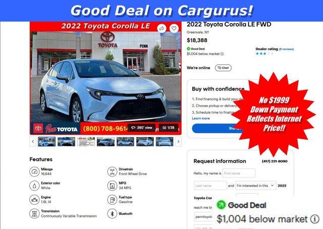 used 2022 Toyota Corolla car, priced at $18,388