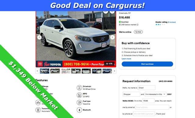 used 2017 Volvo XC60 car, priced at $15,788