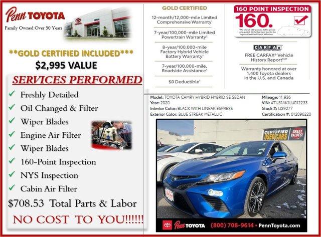 used 2020 Toyota Camry Hybrid car, priced at $25,688