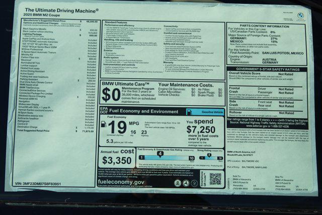 new 2025 BMW M2 car, priced at $67,605