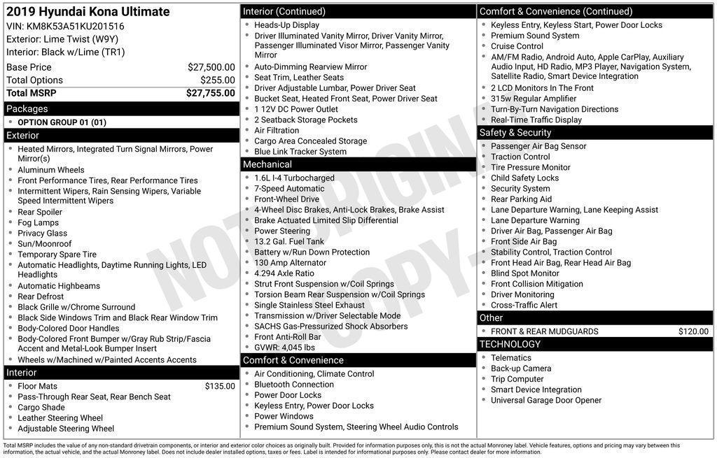 used 2019 Hyundai Kona car, priced at $17,200