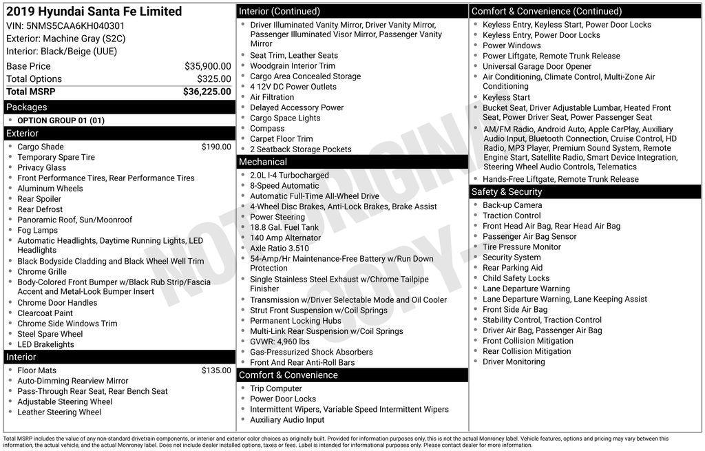 used 2019 Hyundai Santa Fe car, priced at $21,206