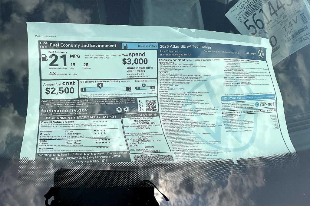 new 2025 Volkswagen Atlas car, priced at $45,369