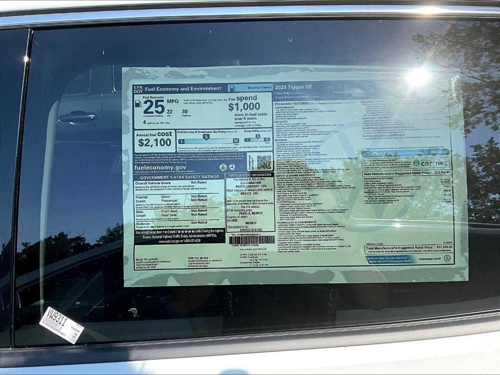 new 2025 Volkswagen Tiguan car, priced at $34,619