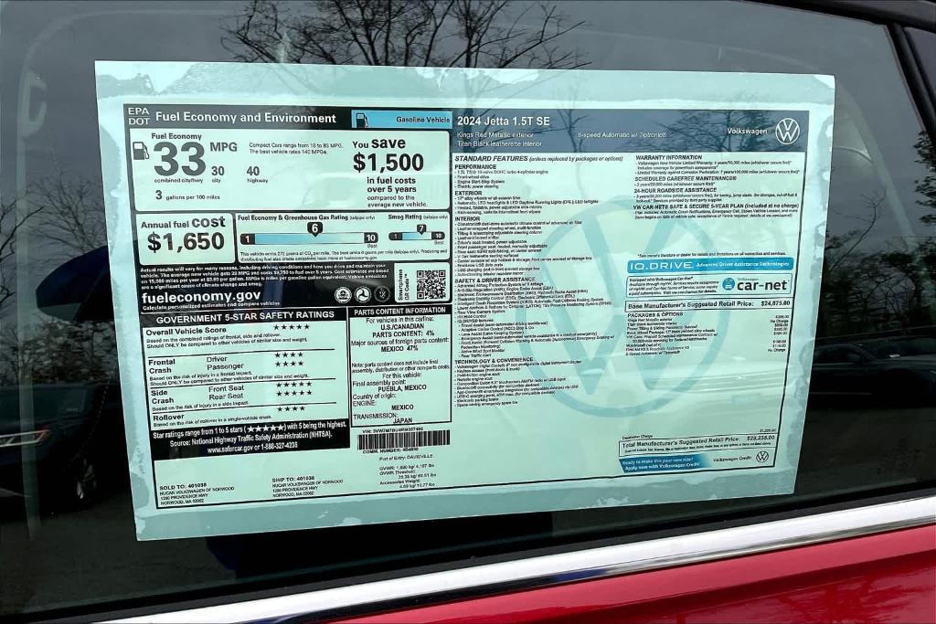 new 2024 Volkswagen Jetta car, priced at $27,225