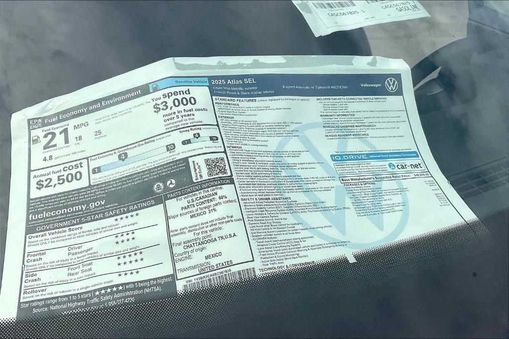 new 2025 Volkswagen Atlas car, priced at $45,911