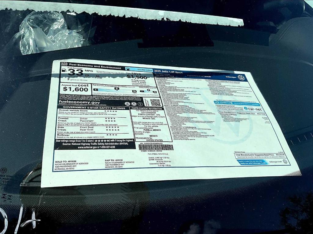 new 2025 Volkswagen Jetta car, priced at $23,554