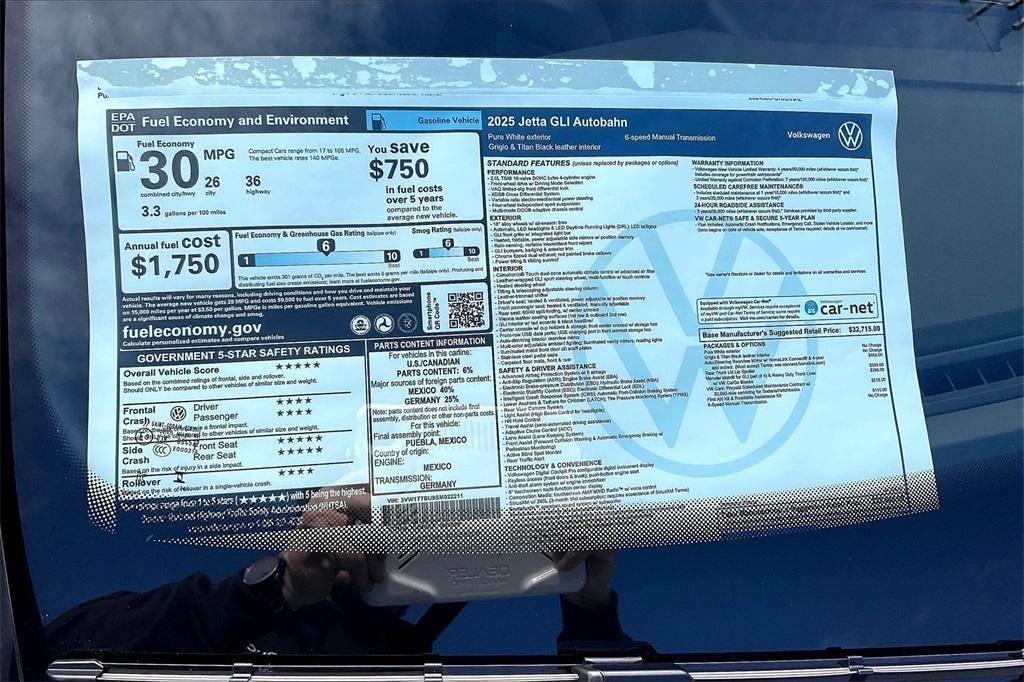 new 2025 Volkswagen Jetta GLI car, priced at $34,865