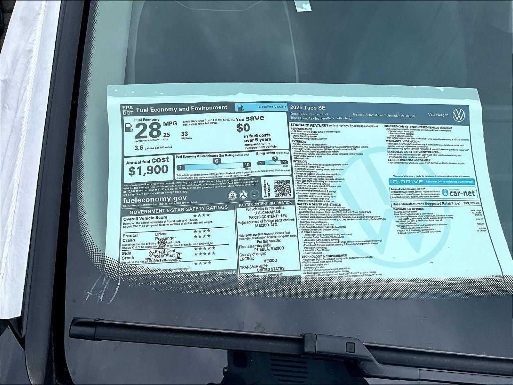 new 2025 Volkswagen Taos car, priced at $28,321
