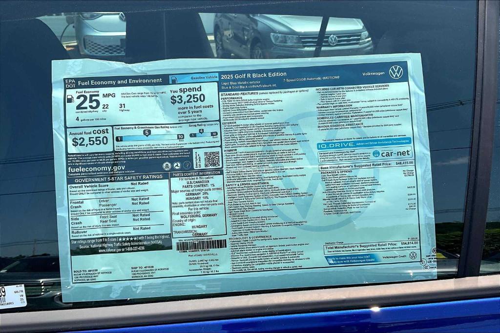 new 2025 Volkswagen Golf R car, priced at $52,643